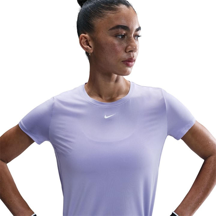 Nike Women's Purple Dri-Fit One Standard Fit Short-Sleeve Top in Size 10, Sports Direct