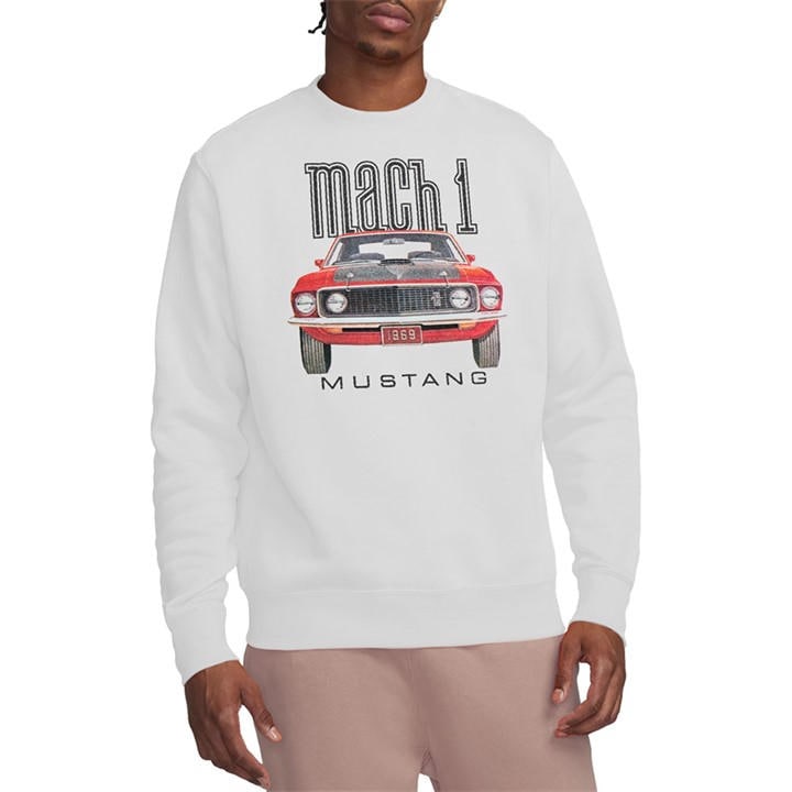 Ford Men's White Mustang 69 Mach 1 Sweatshirt in Size M, Sports Direct