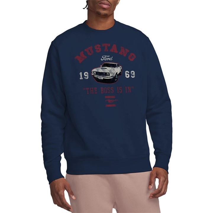 Ford Men's Blue Mustang The Boss Is In Sweatshirt Navy in Size 2XL, Sports Direct