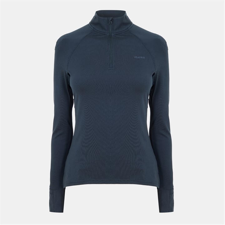 Usa Pro Women's Blue Long Sleeve Quarter Zip Top in Size 10, Sports Direct