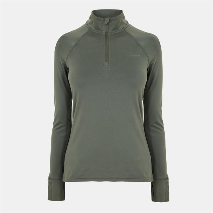 Usa Pro Women's Green Long Sleeve Quarter Zip Top in Size 10, Sports Direct