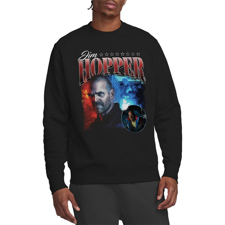 Stranger Things Men's Black - Season Four Jim Hopper Homage Sw in Size 2XL, Sports Direct
