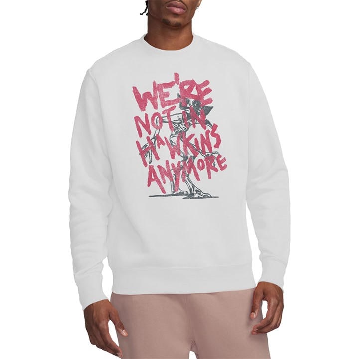 Stranger Things Men' White Not In Hawkins Sweatshirt in Size S, Sports Direct