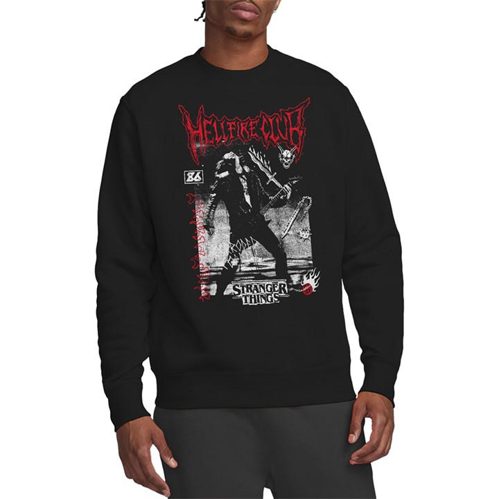 Stranger Things Men's Black Eddie Hellfire Sweatshirt in Size 2XL, Sports Direct