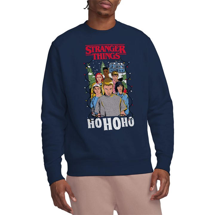 Stranger Things Men' Blue Group Ho Ho Ho Christmas Sweatshir in Size S, Sports Direct