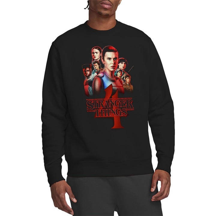 Stranger Things Men's Black Season Four Poster Sweatshirt Bla in Size XL, Sports Direct