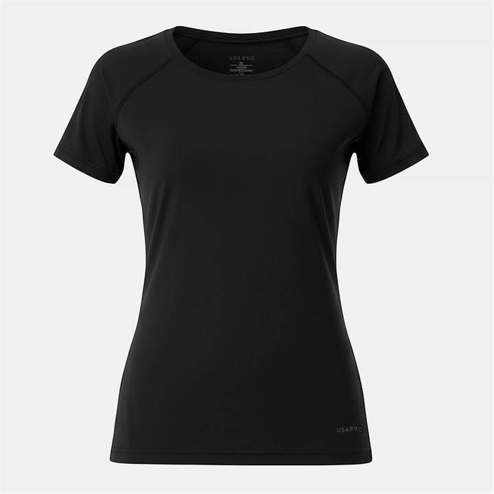 Usa Pro Women's Black Fitted Training T-Shirt in Size 12, Sports Direct