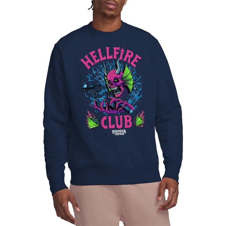Stranger Things Men's Blue Hellfire Neon Dice Sweatshirt Nav in Size M, Sports Direct