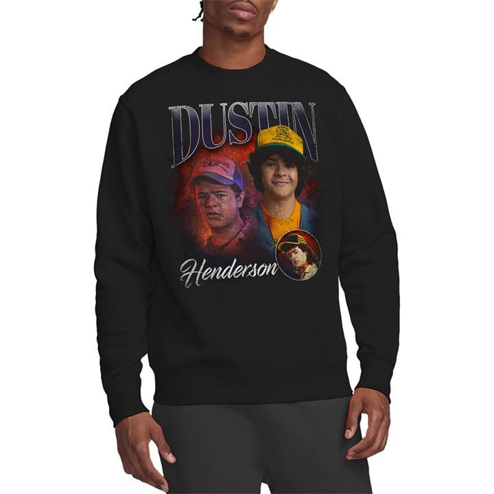 Stranger Things Men's Black Dustin Homage Sweatshirt in Size 2XL, Sports Direct