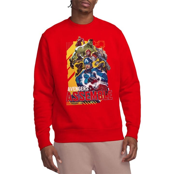 Marvel Men's Red Rivals Avengers Assemble Group Sweatshirt in Size M, Sports Direct