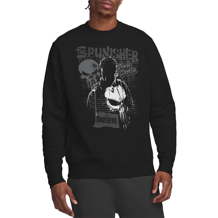 Marvel Men's Black Daredevil Born Again The Punisher Graffiti Sweatsh in Size XL, Sports Direct