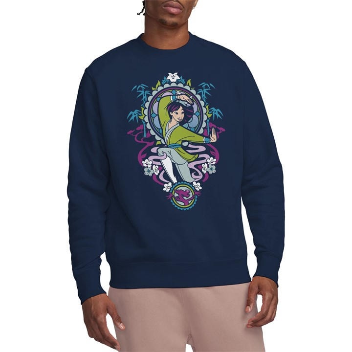 Disney Men's Blue Mulan Stained Glass Sweatshirt Navy in Size 2XL, Sports Direct