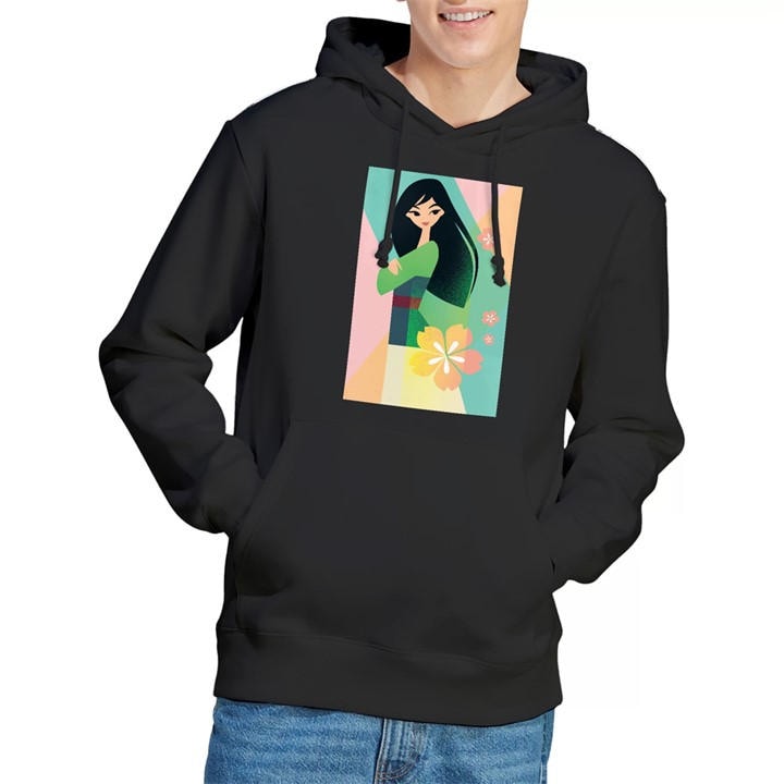 Disney Men' Black Mulan Simplistic Illustration Hoodie in Size S, Sports Direct