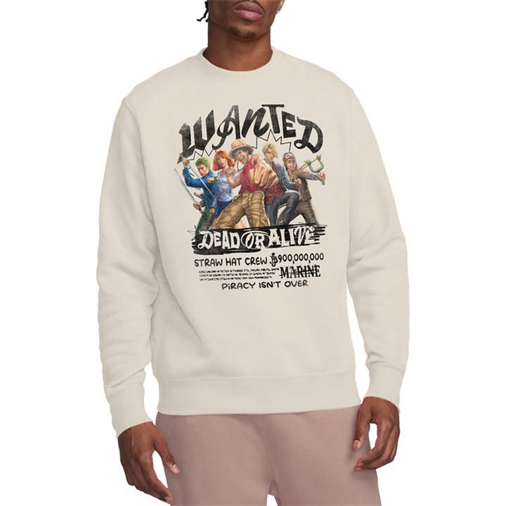 One Piece Men's Beige Straw Hat Crew Dead Or Alive Sweatshirt in Size XL, Sports Direct