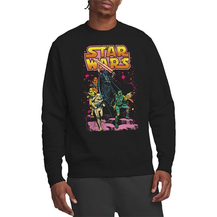 Star Wars Men's Black Flea Market Retro Villains Sweatshirt B in Size M, Sports Direct