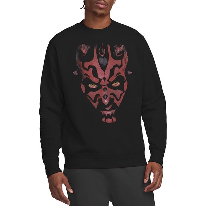 Star Wars Men' Black Darth Maul Large Face Sweatshirt in Size S, Sports Direct