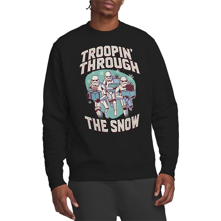 Star Wars Men's Black Retro Troopin Through The Snow Sweatshi in Size M, Sports Direct