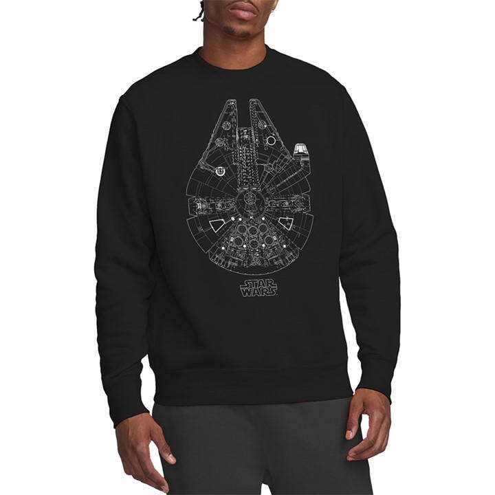 Star Wars Men's Black Millenium Lines Sweatshirt in Size XL, Sports Direct