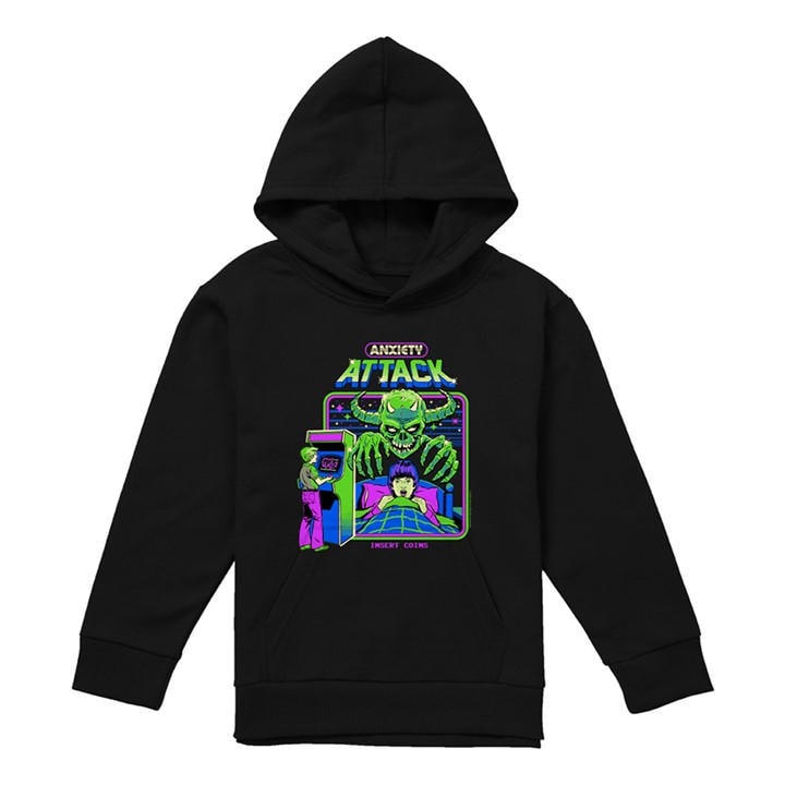 Steven Rhodes Boys Black Anxiety Attack Youth Kids Hoodie Bl, Sports Direct