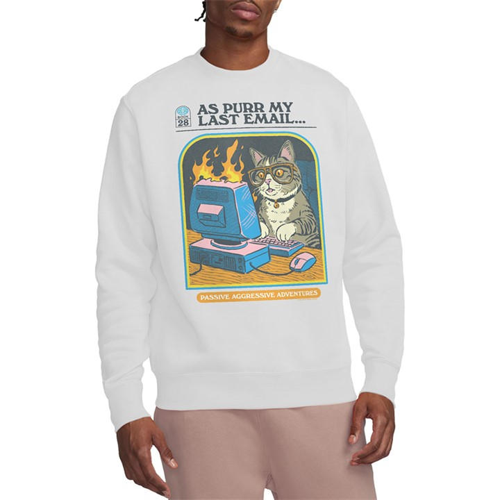 Steven Rhodes Men's White As Purr My Last Email Sweatshirt Wh in Size XL, Sports Direct