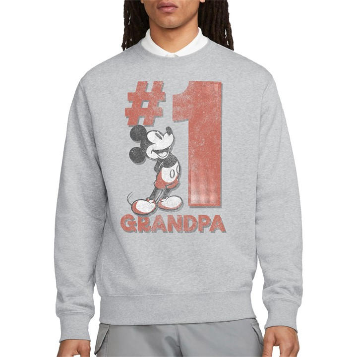Mickey Mouse Men's Grey Number 1 Grandpa Sweatshirt Light Gre in Size XL, Sports Direct