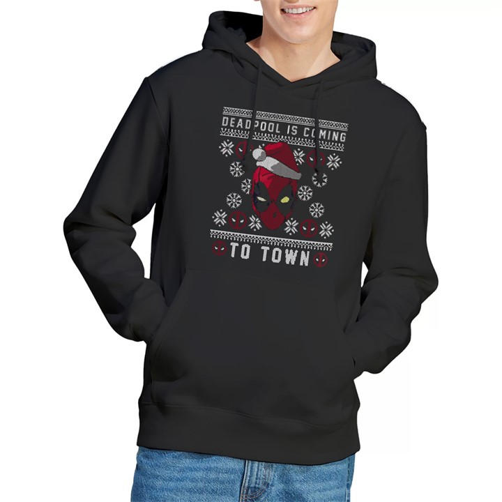Deadpool Men's Black Coming To Town Christmas Jumper Hoodie Bl in Size 2XL, Sports Direct