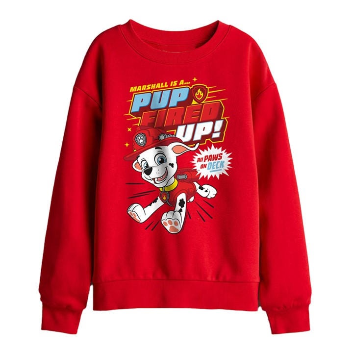 Nickelodeon Boys Red Paw Patrol Marshall Pup Fi Up Kids Sweatshirt in Size 9-11 Years, Sports Direct