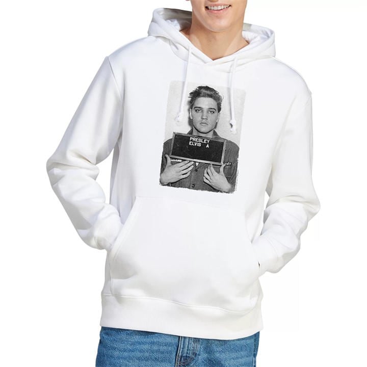 Elvis Presley Men's White Elvis Presleyarmy Mug Shot Hoodie in Size M, Sports Direct
