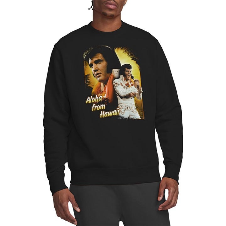 Elvis Presley Men's Black Aloha Sweatshirt in Size 2XL, Sports Direct