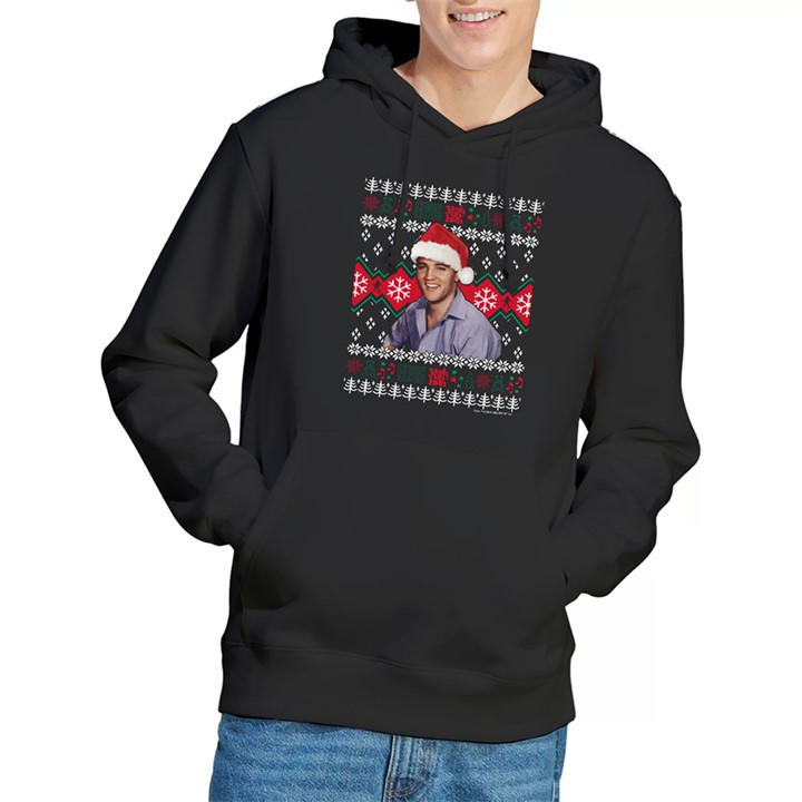 Elvis Presley Men's Black Elvis Ugly Christmas Sweater Hoodie in Size 2XL, Sports Direct