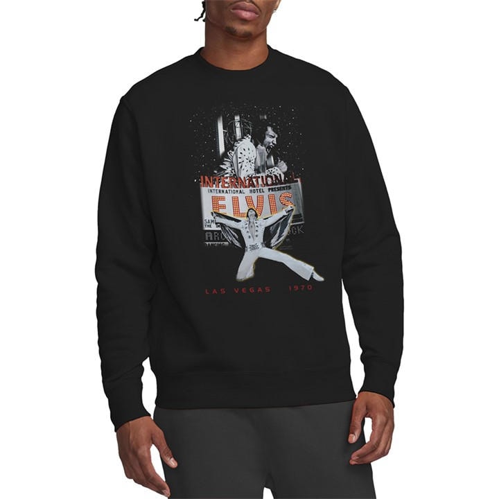 Elvis Presley Men's Black Las Vegas Sweatshirt in Size 2XL, Sports Direct
