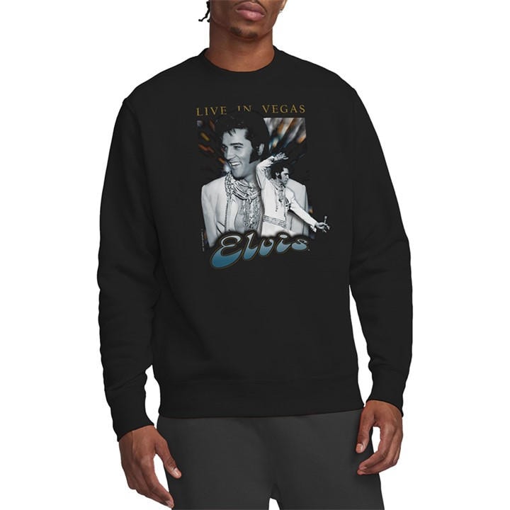Elvis Presley Men's Black Live In Vegas Sweatshirt in Size M, Sports Direct