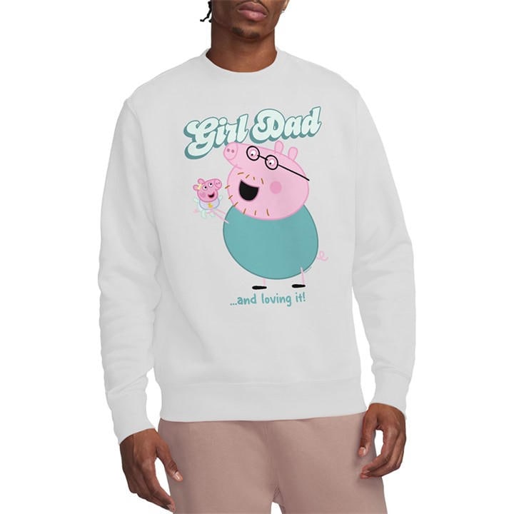 Hasbro Men' White Peppa Pig - Daddy Pig Girl Dad And Loving It Sweat in Size S, Sports Direct