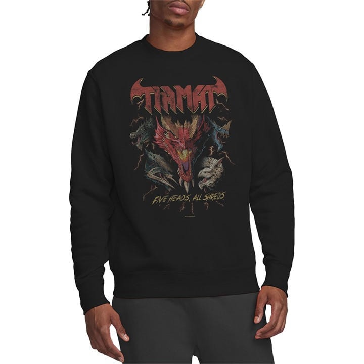 Hasbro Men's Black Dungeons Dragons Tiamat 5 Heads Dragon Sweatshirt in Size L, Sports Direct