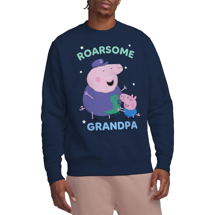 Hasbro Men' Blue Peppa Pig Roarsome Grandpa Pig Sweatshirt Navy in Size S, Sports Direct