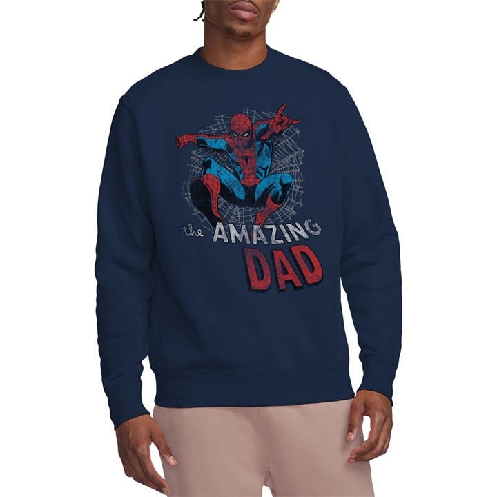 Spiderman Men's Blue Fathers Day Spider Dad Sweatshirt Navy in Size XL, Sports Direct