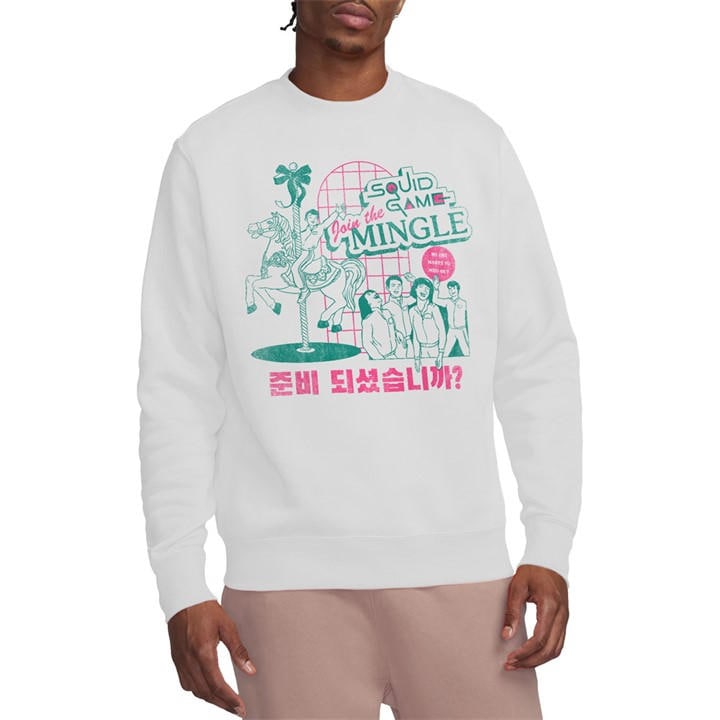 Squid Game Men' White Merry Go Round Sweatshirt in Size S, Sports Direct