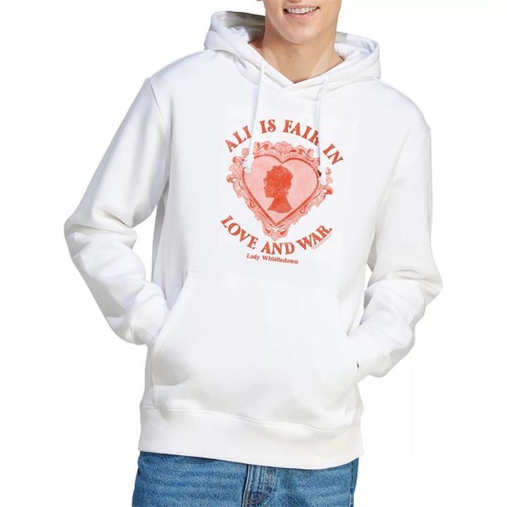 Bridgerton Men's White Love And War Lady Whistledown Hoodie W in Size L, Sports Direct