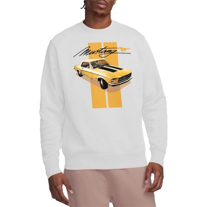 Ford Men's White Mustang Stang Stripes Sweatshirt in Size 2XL, Sports Direct