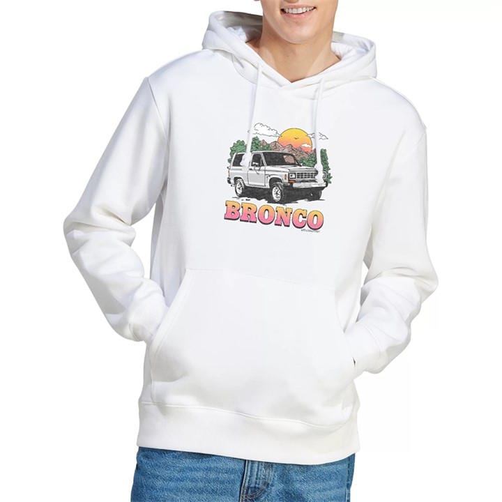 Ford Men's White Bronco In The Mountains Hoodie in Size 2XL, Sports Direct