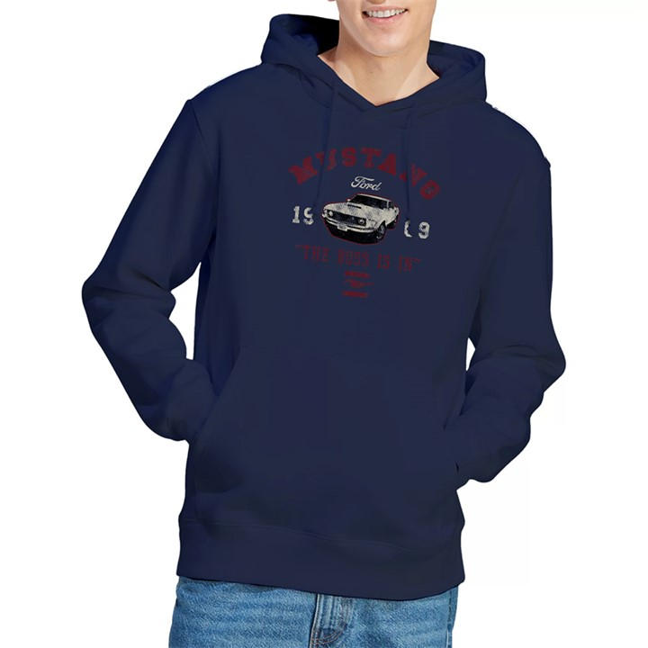 Ford Men's Blue Mustang The Boss Is In Hoodie Navy in Size L, Sports Direct