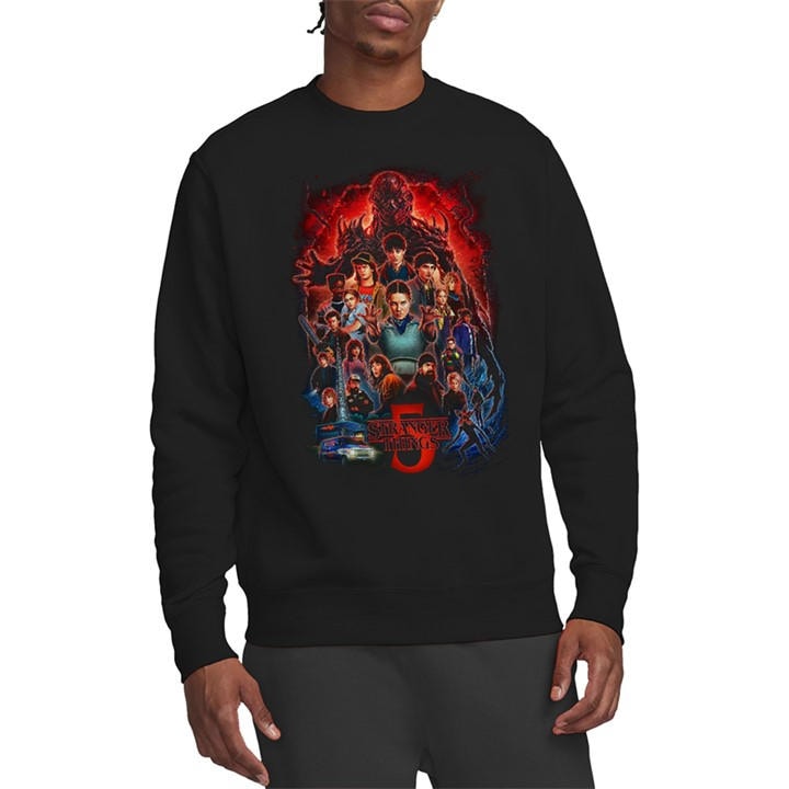Stranger Things Men's Black 5 Poster Sweatshirt in Size 2XL, Sports Direct