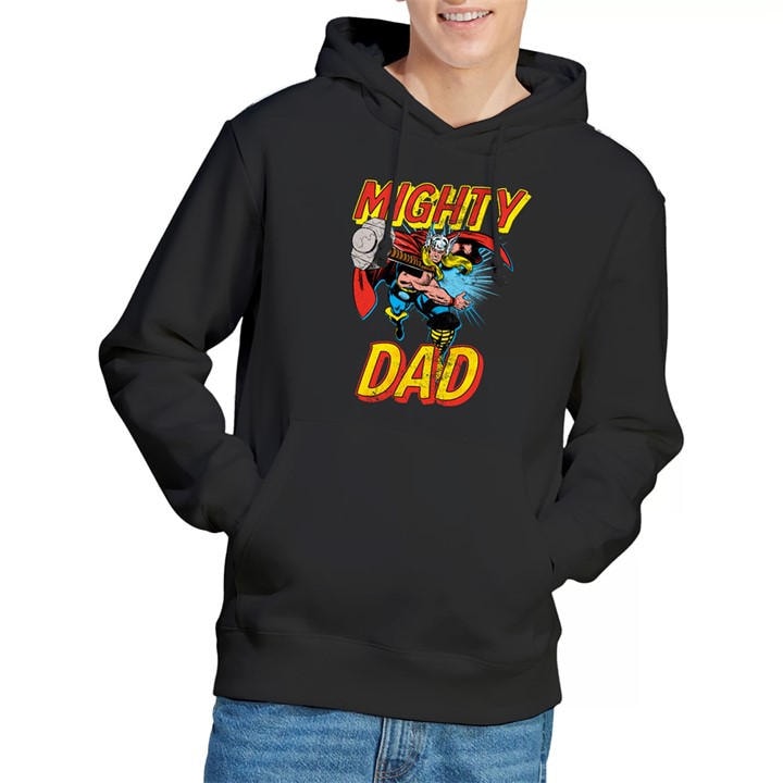 Thor Men's Black Mighty Dad Hoodie in Size M, Sports Direct