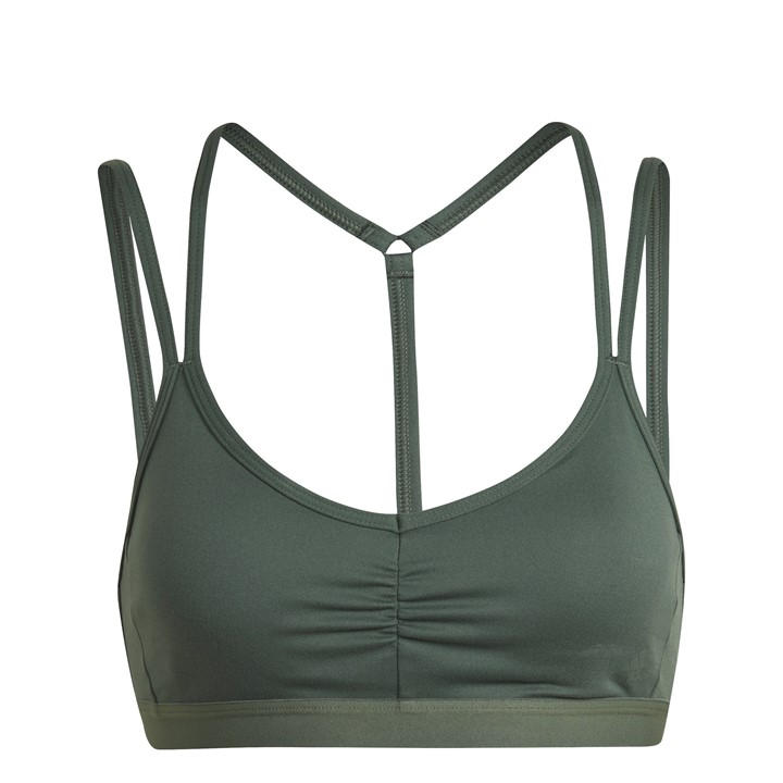Adidas Women's Green Yoga Essentials Light-Support Bra in Size 30A, Sports Direct