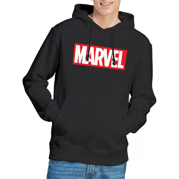 Marvel Men's Black Core Logo Pullover Hoodie in Size L, Sports Direct
