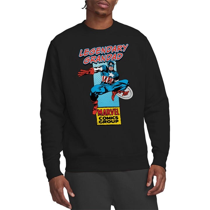 Marvel Men's Black Comics Presents Corner Box Legendary Captai in Size M, Sports Direct