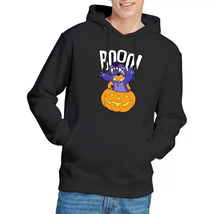 Disney Men's Black Lilo & Stitch Laughing Pumpkin Hoodie in Size 2XL, Sports Direct