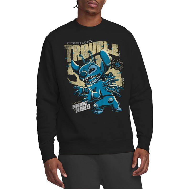 Disney Men's Black Lilo And Stitch Trouble Comic Sweatshirt in Size L, Sports Direct