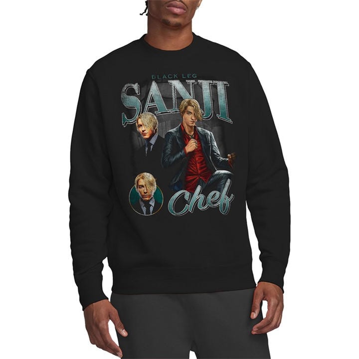 One Piece Men's Black Sanji Homage Sweatshirt in Size XL, Sports Direct