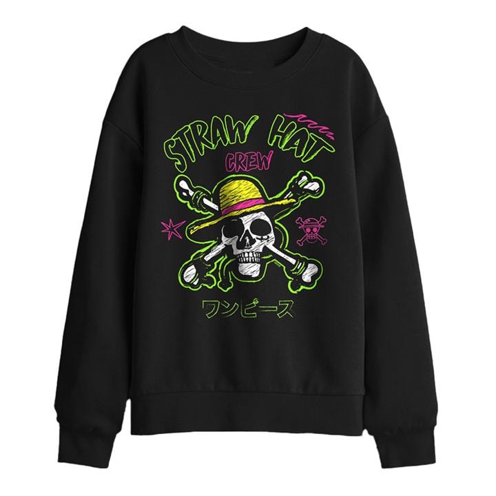 One Piece Boys Black Sketch Skull And Cross Bones Kids Sweats, Sports Direct
